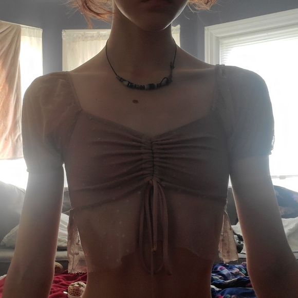 Fairycore dusty rose scrunch top - Picture 3 of 6